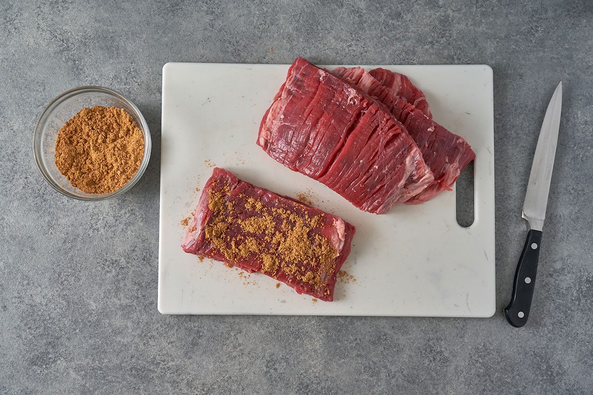 Cut the steaks in half and rub them well with taco seasoning for this flavorful Shredded Steak Burritos recipe by Taste of Home.