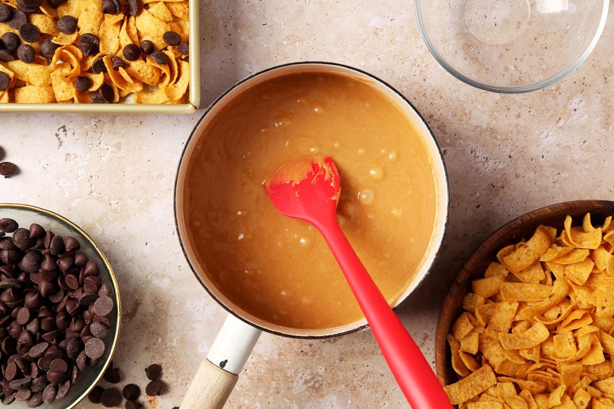 Process of making Taste of Home's Pumpkin Juice in a beige marble surface.