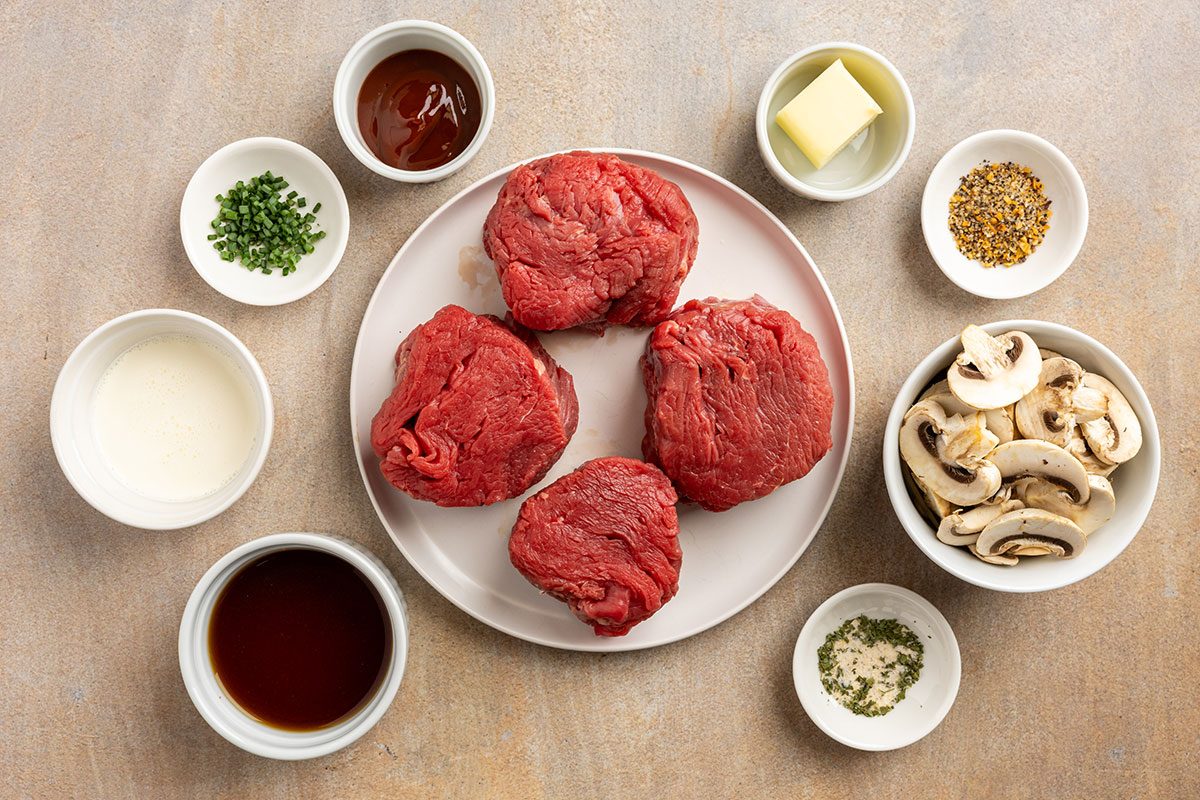 ingredeins for tenderloin Steak Diane 