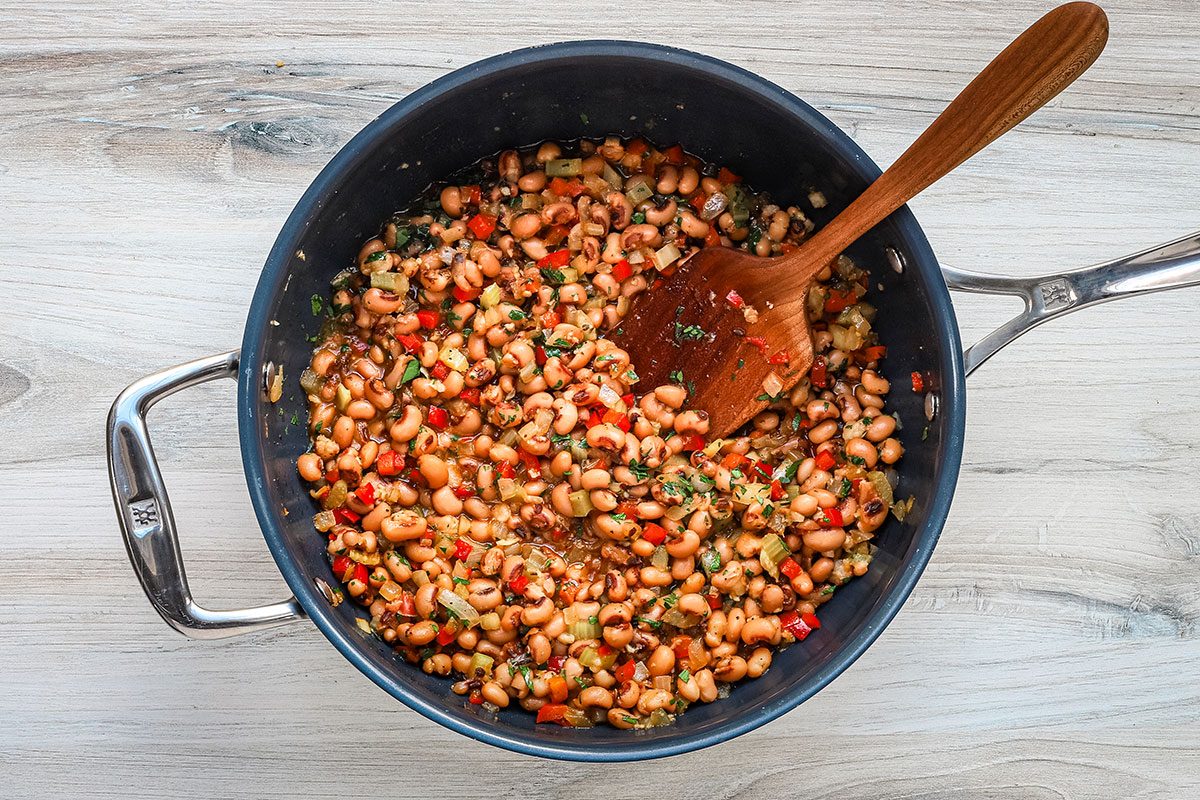 Fresh chopped parsley is added to Taste of Home's easy vegan black-eyed peas.