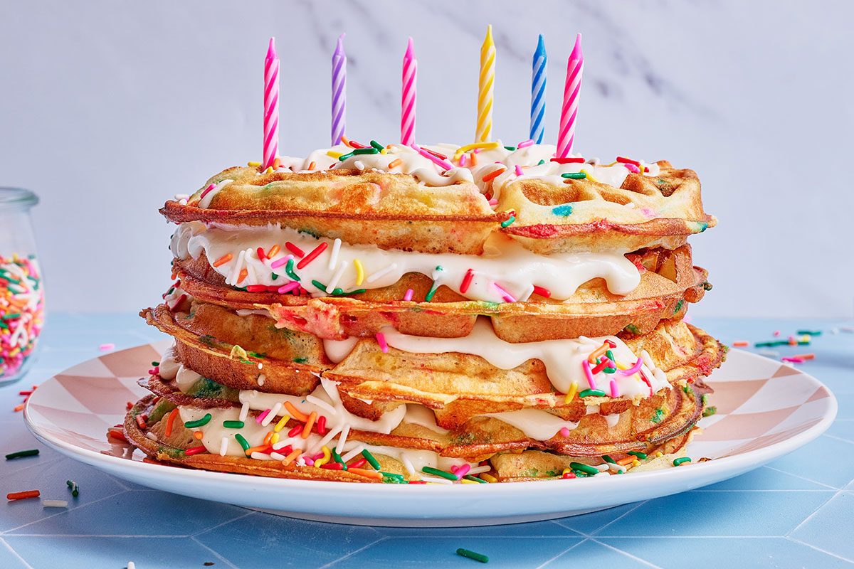 Waffle cake with candles