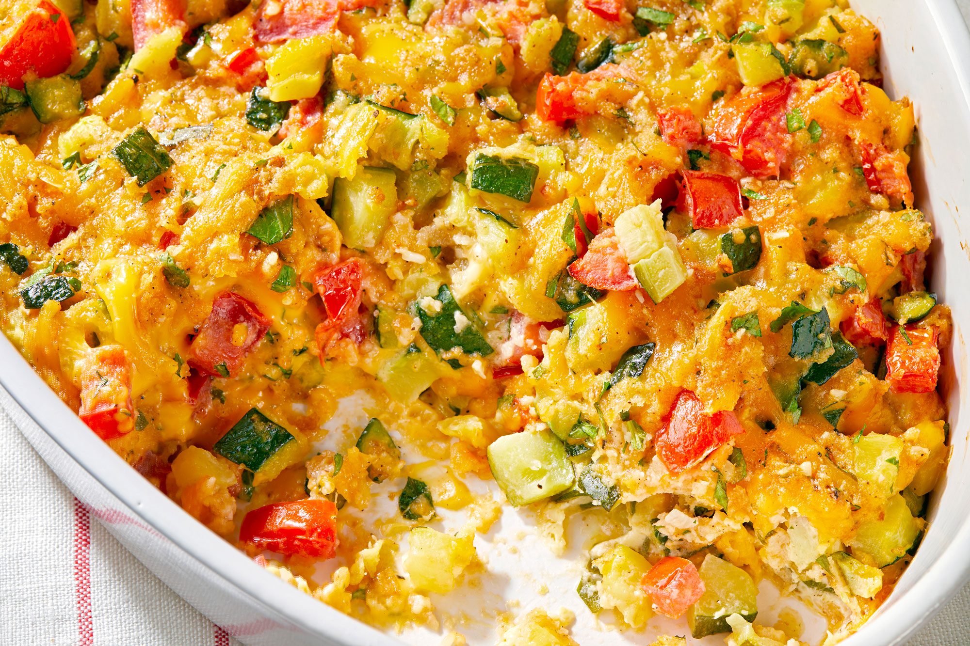 Zucchini Tomato Casserole served in a bowl