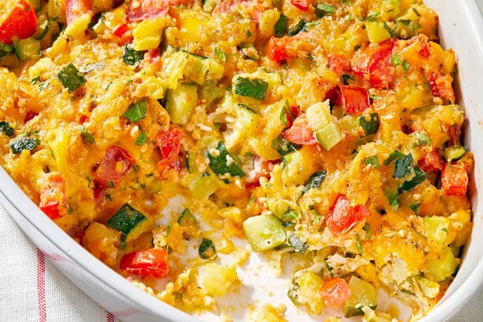 Zucchini Tomato Casserole served in a bowl