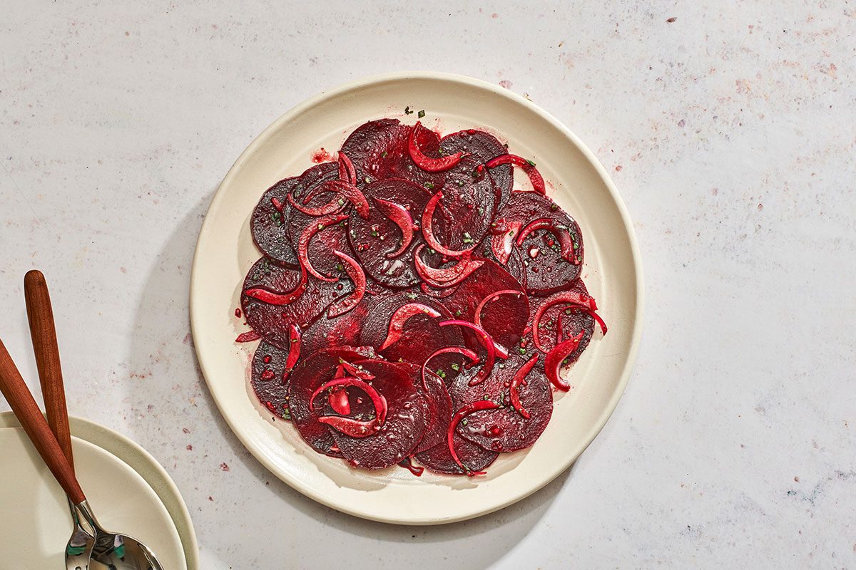 Chilled beet salad on a serving plate