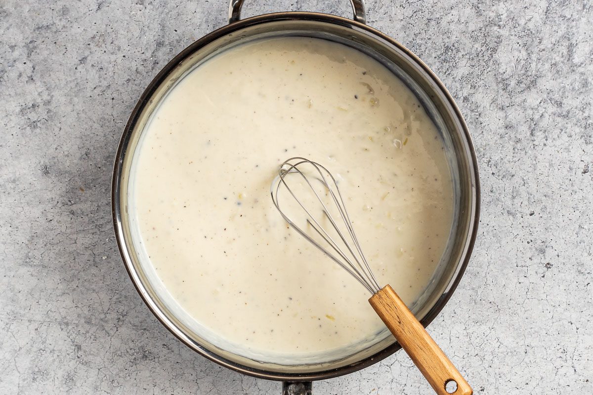 Taste of Home Creamed Chicken Over Biscuits photo of the cream sauce.