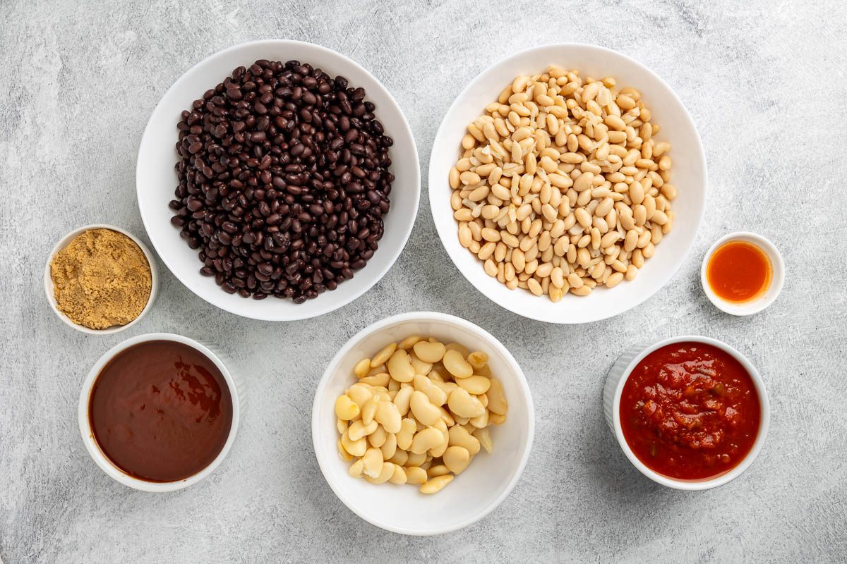 Taste of Home Crockpot Baked Beans recipe photo of ingredients.