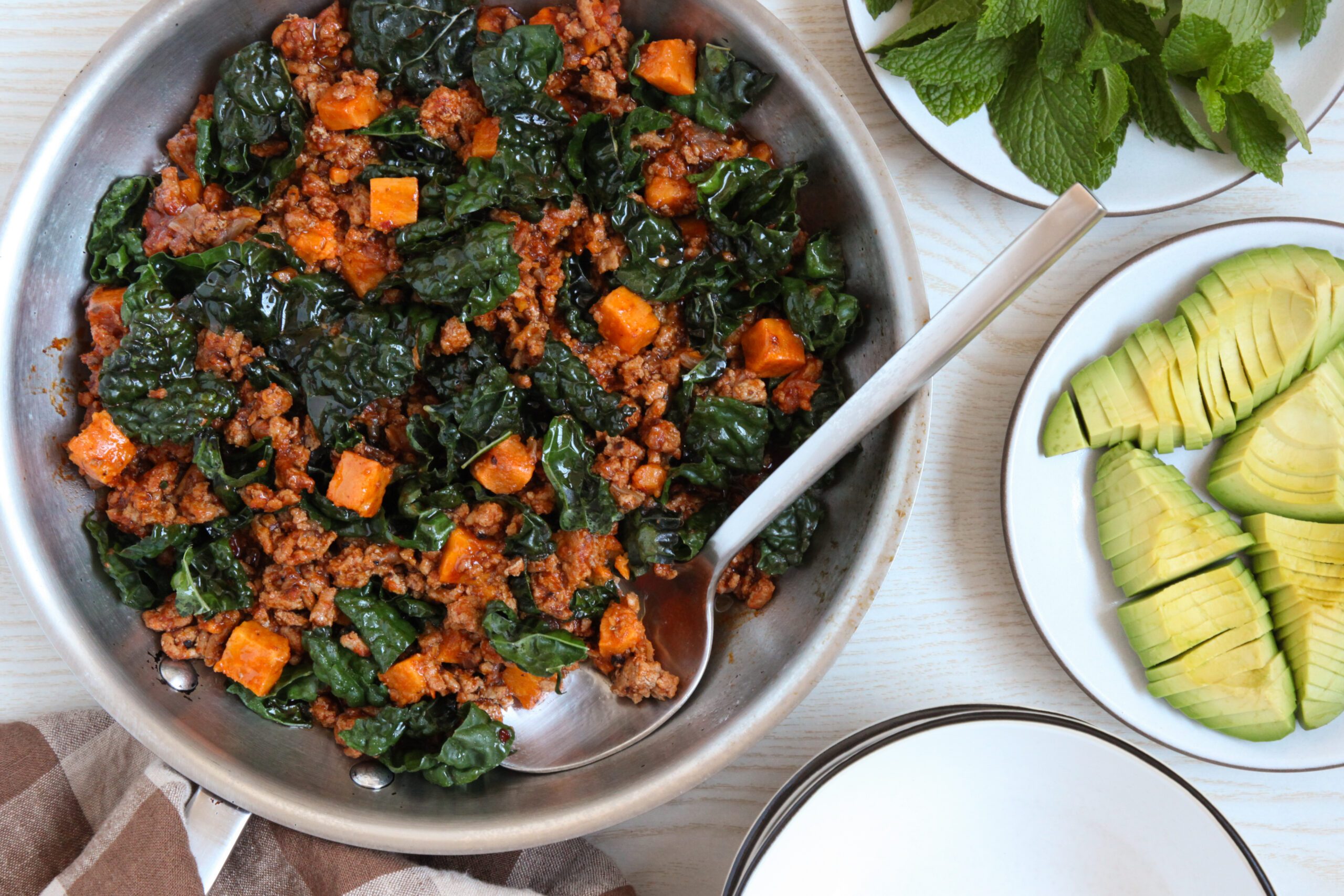 Serving Ground Turkey Sweet Potato Skillet