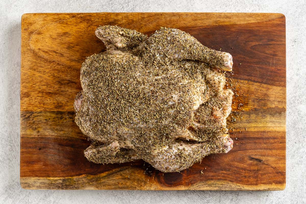 Taste of Home Instant Pot Whole Chicken photo of the seasoning mixture rubbed on the chicken.