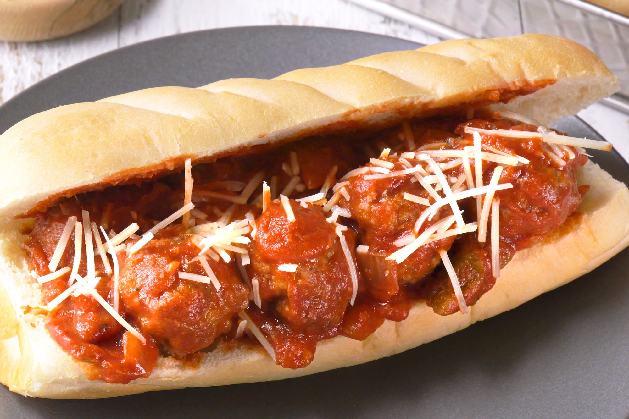 Italian Meatball Subs served on a plate