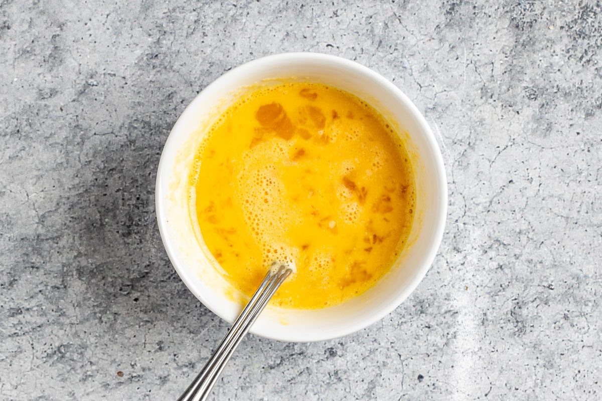 Taste of Home Oatmeal Raisin Bars photo of tempering the eggs.