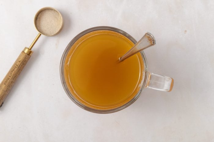 Spiced tea mix combined with boiling water to make drink.