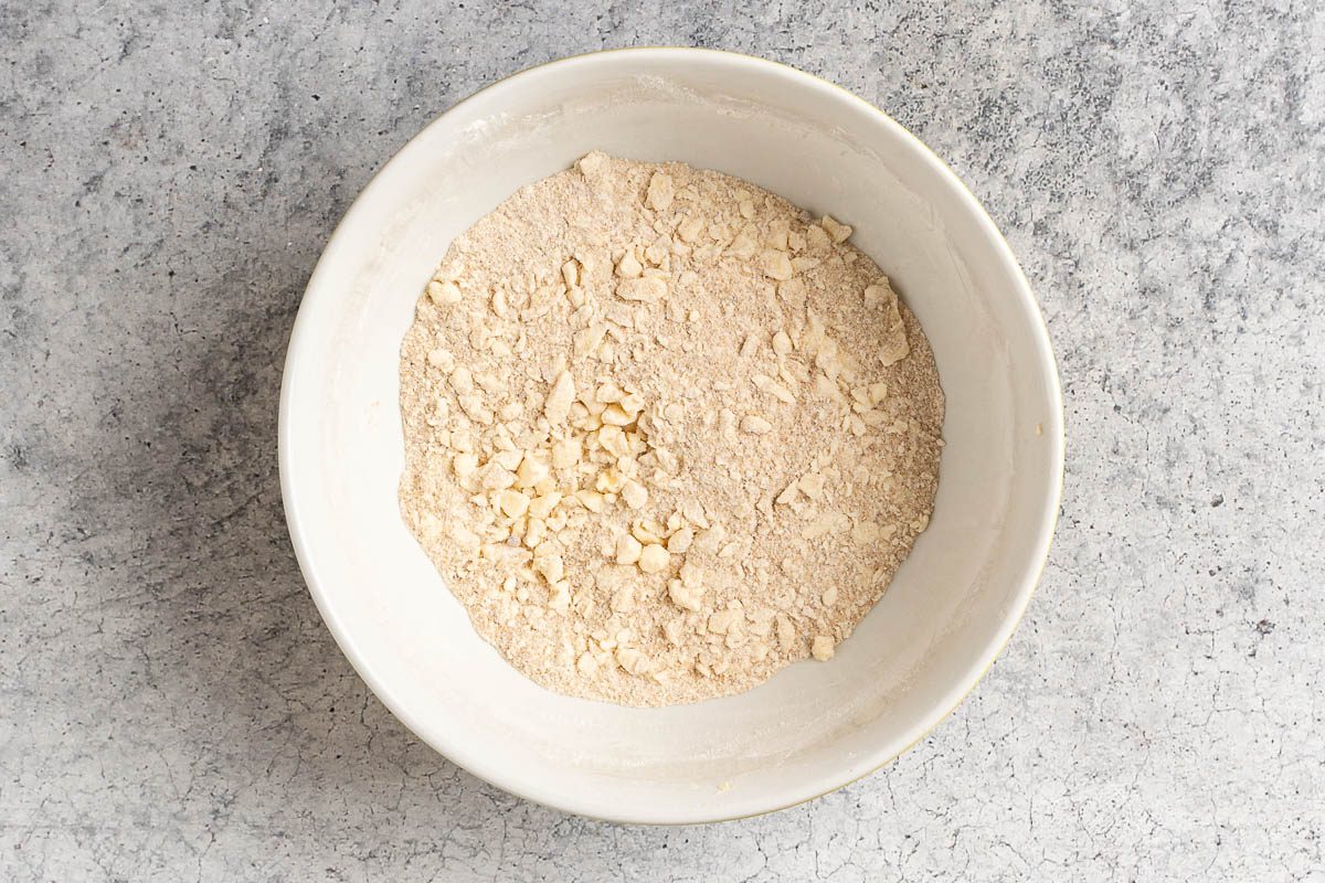 Taste of Home Swedish Flop Cake photo of preparing the streusel.