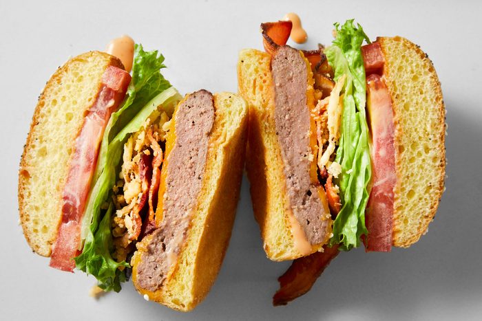 Sliced Air Fryer Bacon Cheese burgers