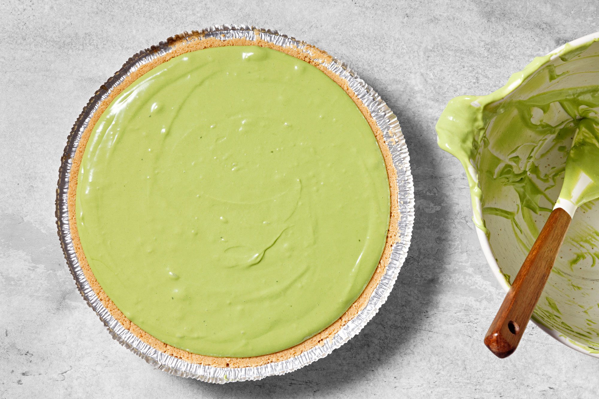 Pour filling into graham cracker crust.