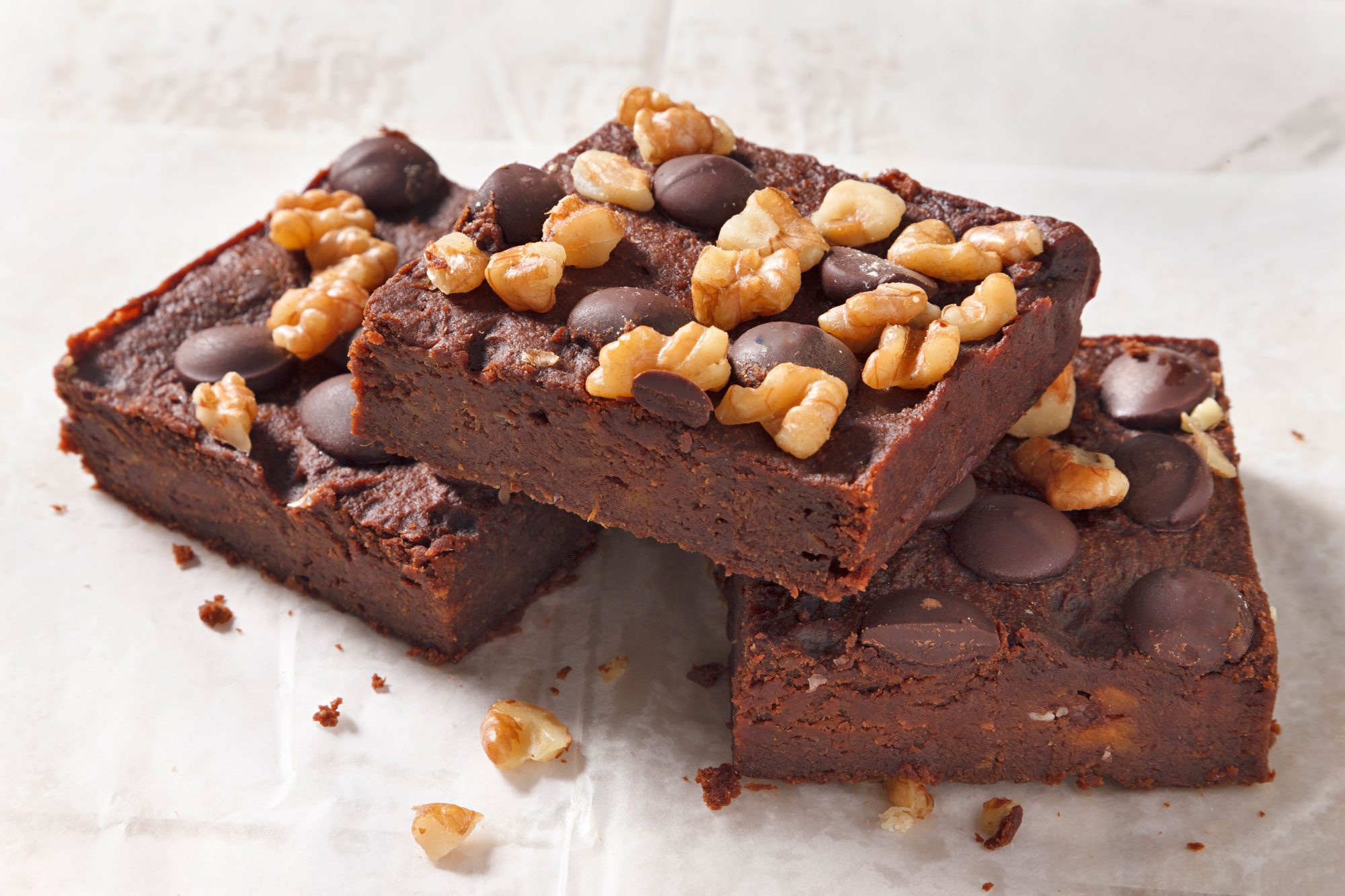 Sweet Potato Brownies arranged on top on other