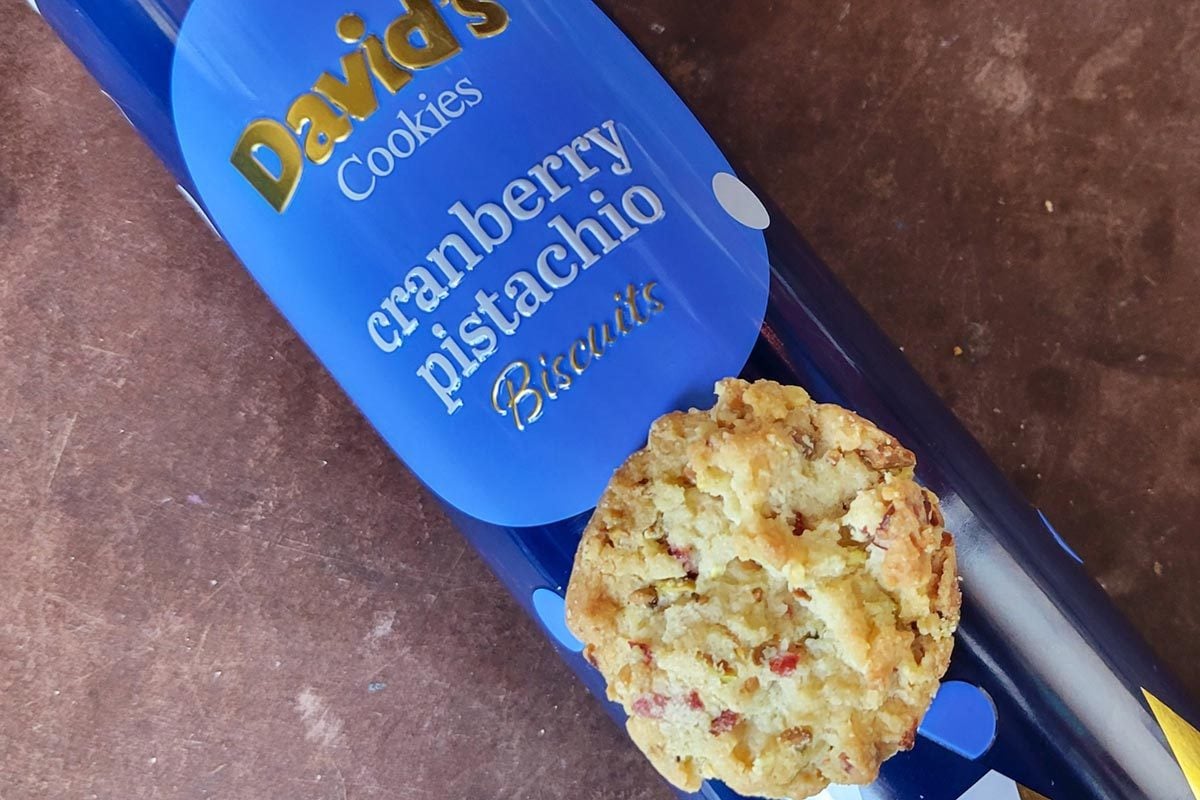 A cylindrical blue package of David