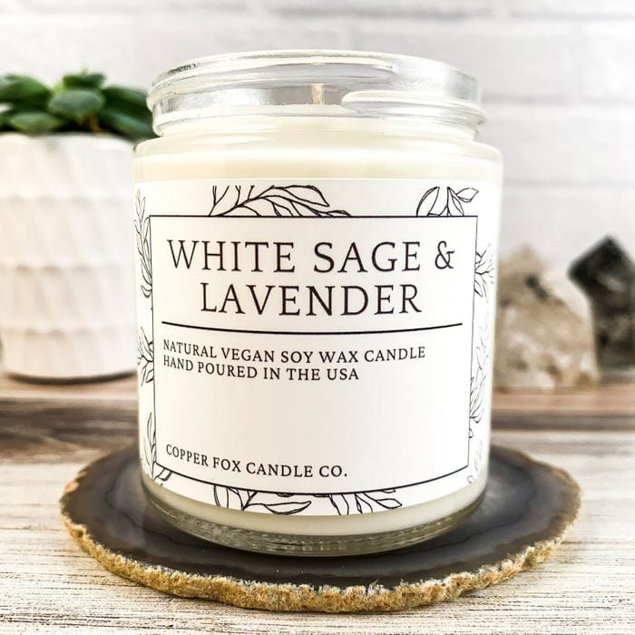 White Sage And Lavender Candle Via Etsy.com