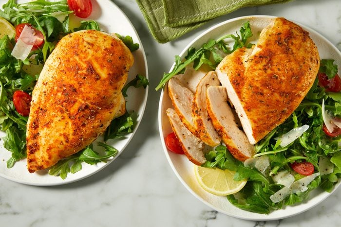 overhead shot of Air Fryer Chicken Breasts