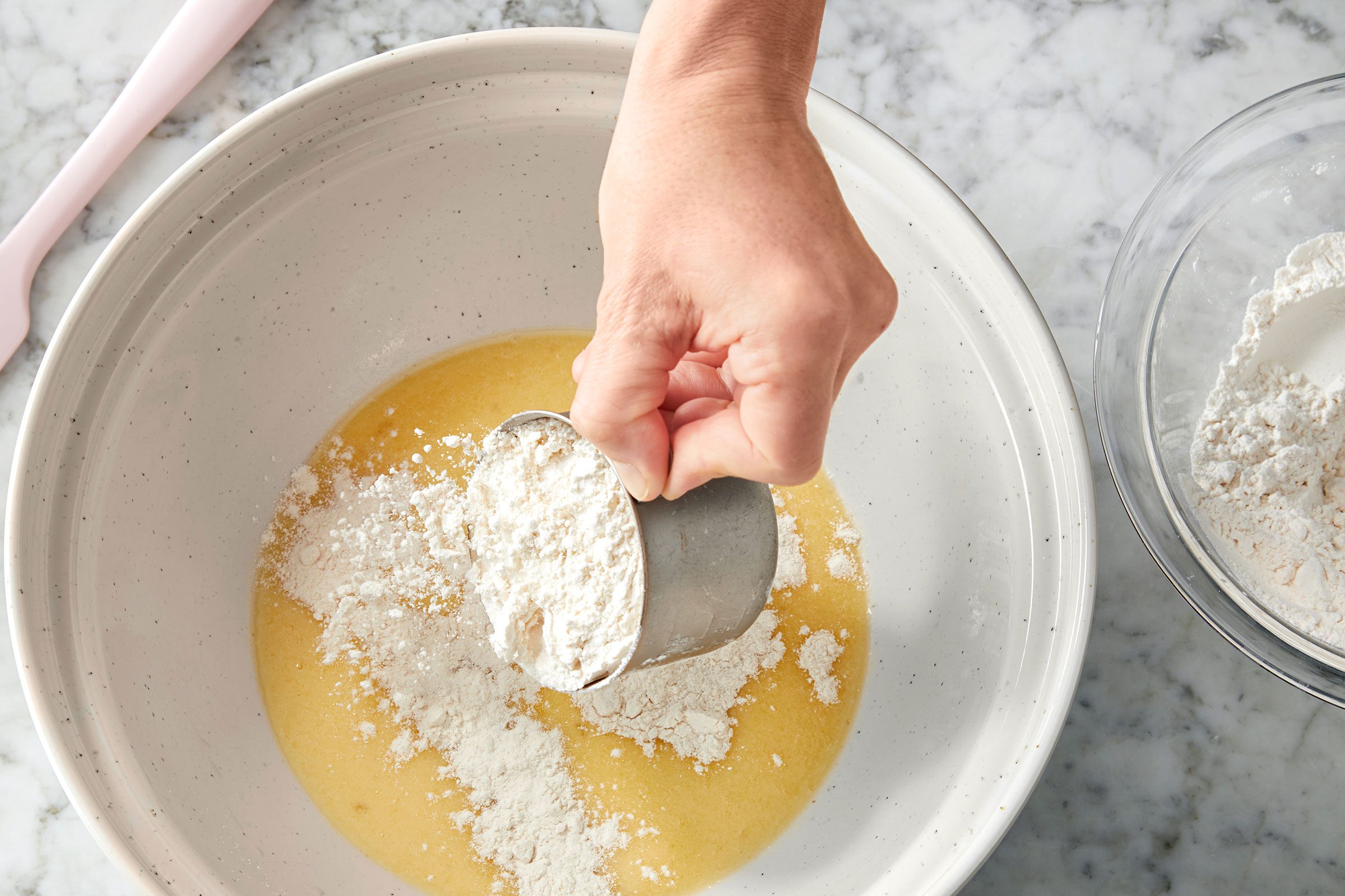 Eggs, butter, sugar, salt and flour in a large bowl