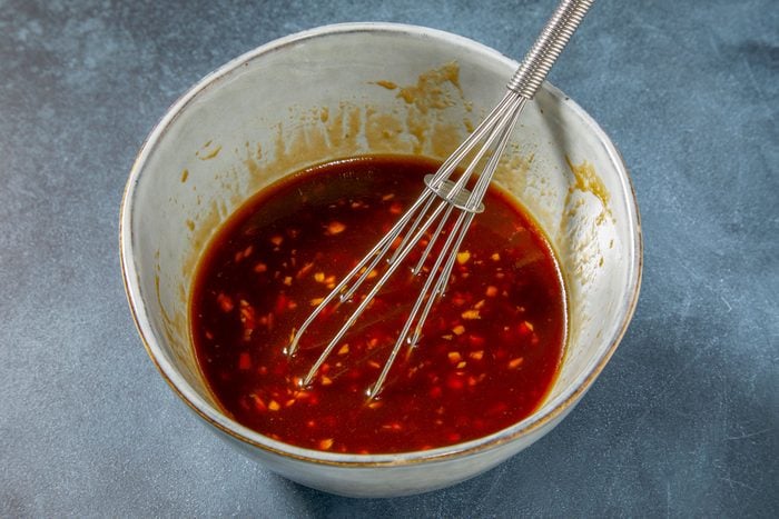 In a small bowl, whisk soy sauce, ketchup, honey, ginger and oil.