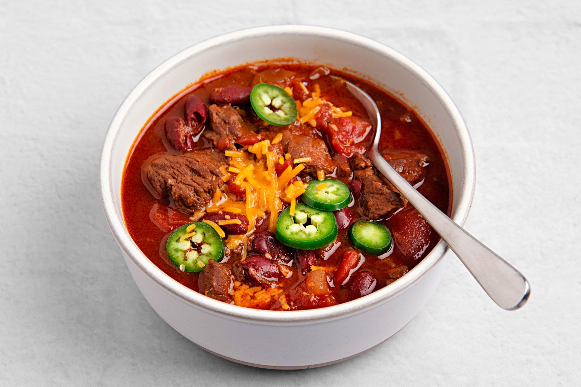 overhead shot of Spicy Cowboy Chili
