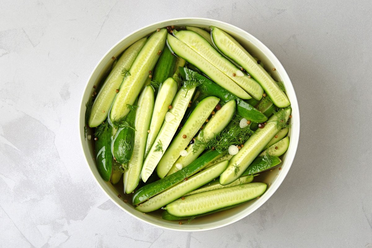 Pour over cucumber mixture