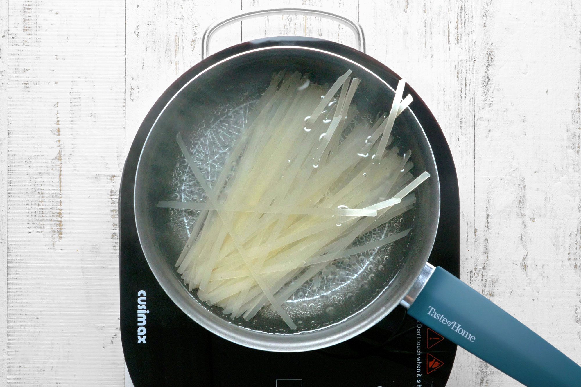 Cook noodles in a saucepan