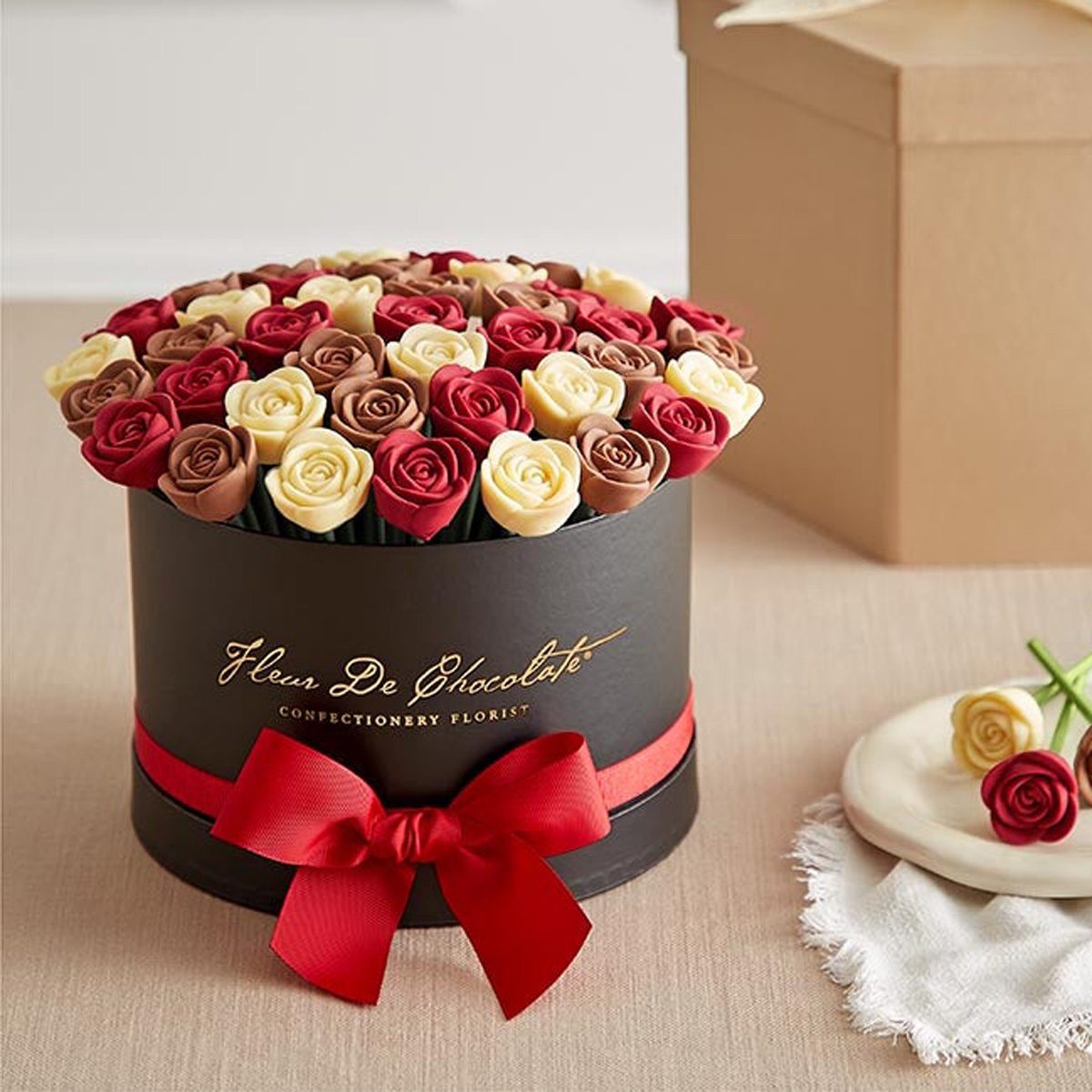 Fleur De Chocolate Rose Bouquet Via 1800flowers.com