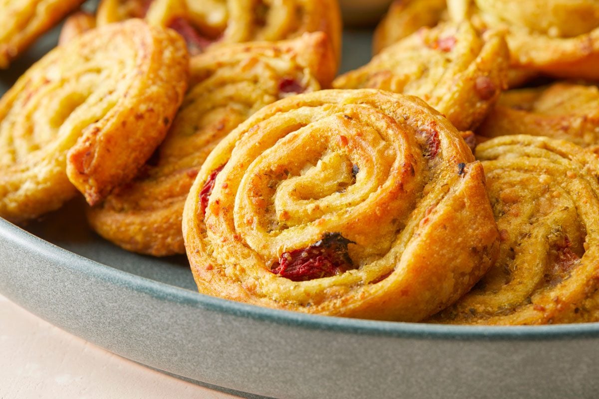 close up shot of Party Pesto Pinwheels