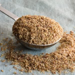 Ground Flax Seed Meal in a spoon