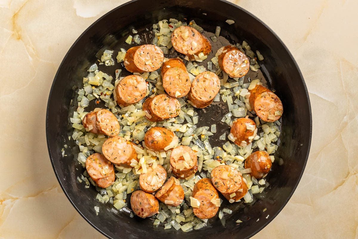 Taste Of Home Sausage Veggie Skillet Photo Of The Sauteed Sausage And Onion.
