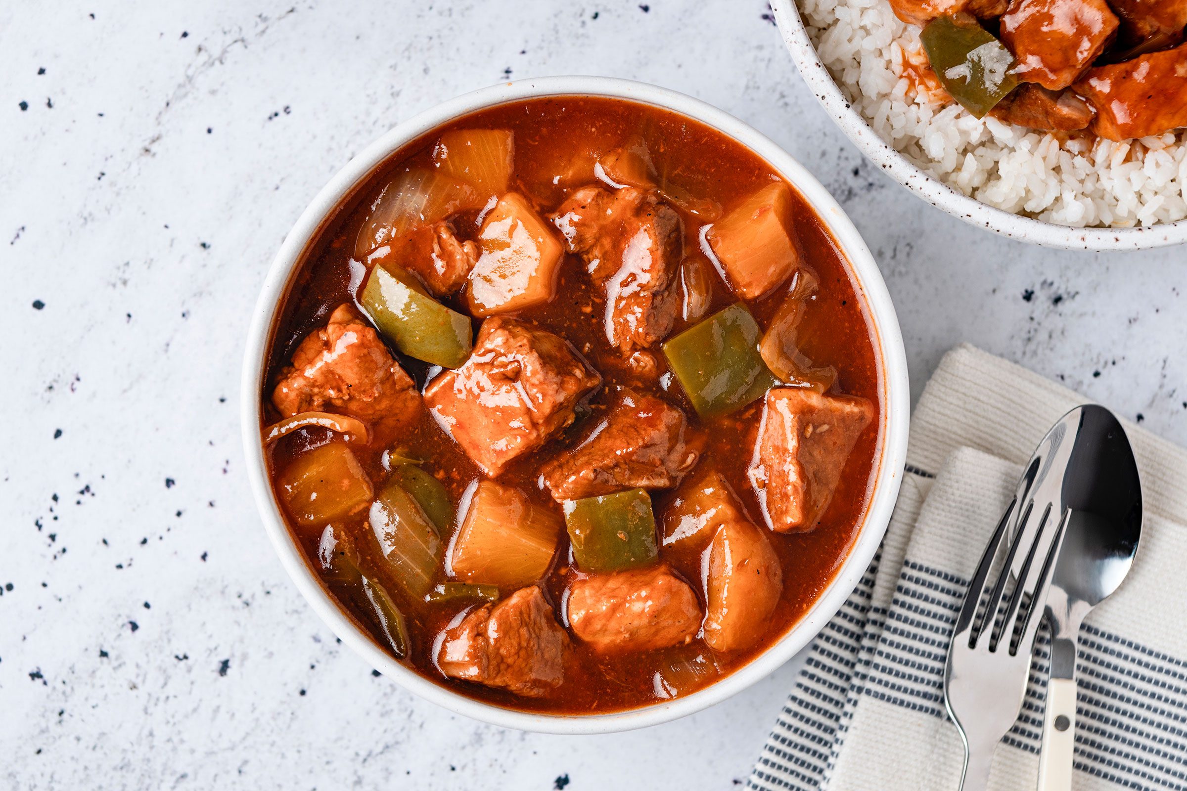 Slow Cooker Sweet And Sour Pork in a bowl
