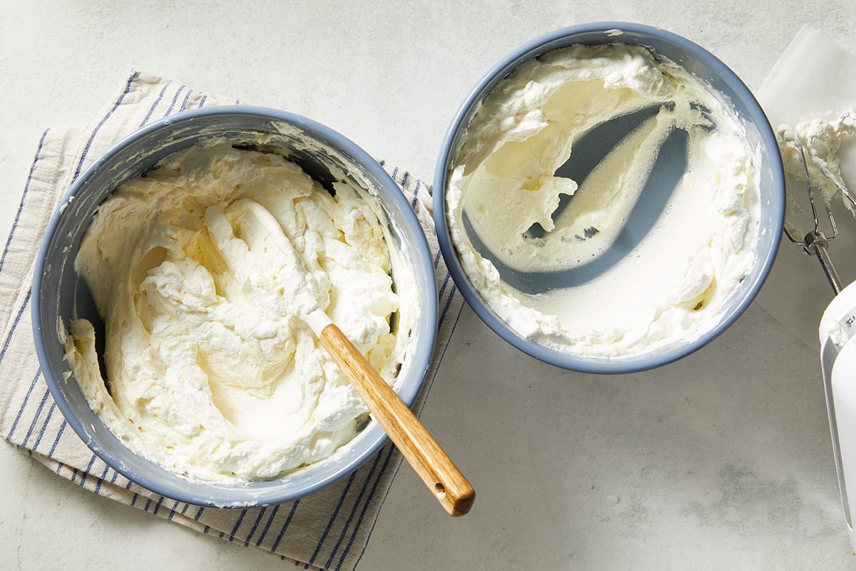 Beat in sugar, vanilla extract and lemon juice until combined