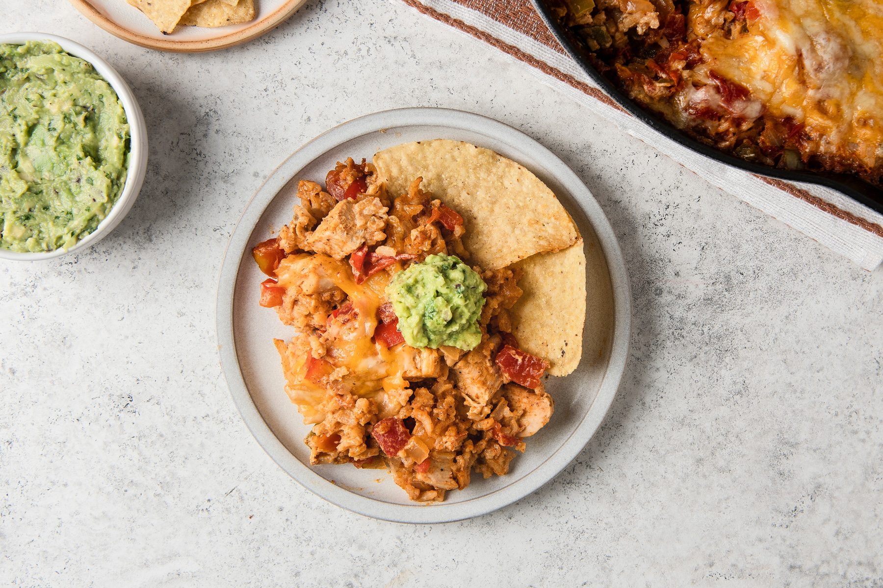 Chicken Fajita Casserole is ready and served in a Plate