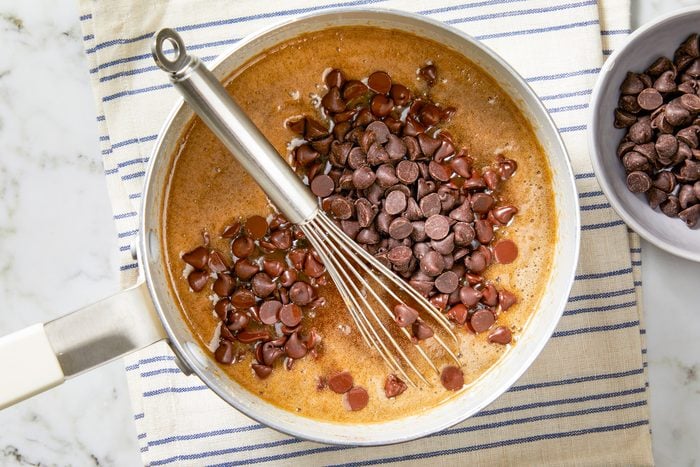 Add chocolate chips and stir until melted.