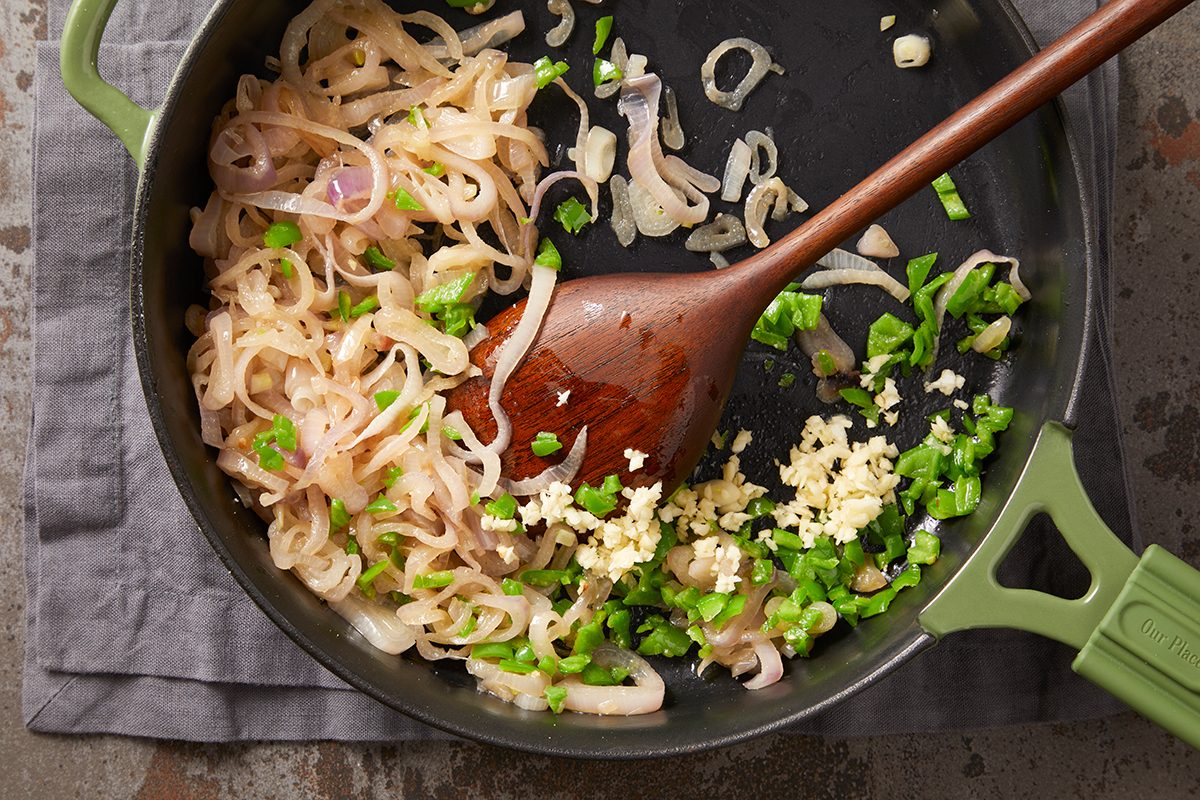 Cool and stir shallots and chiles until tender