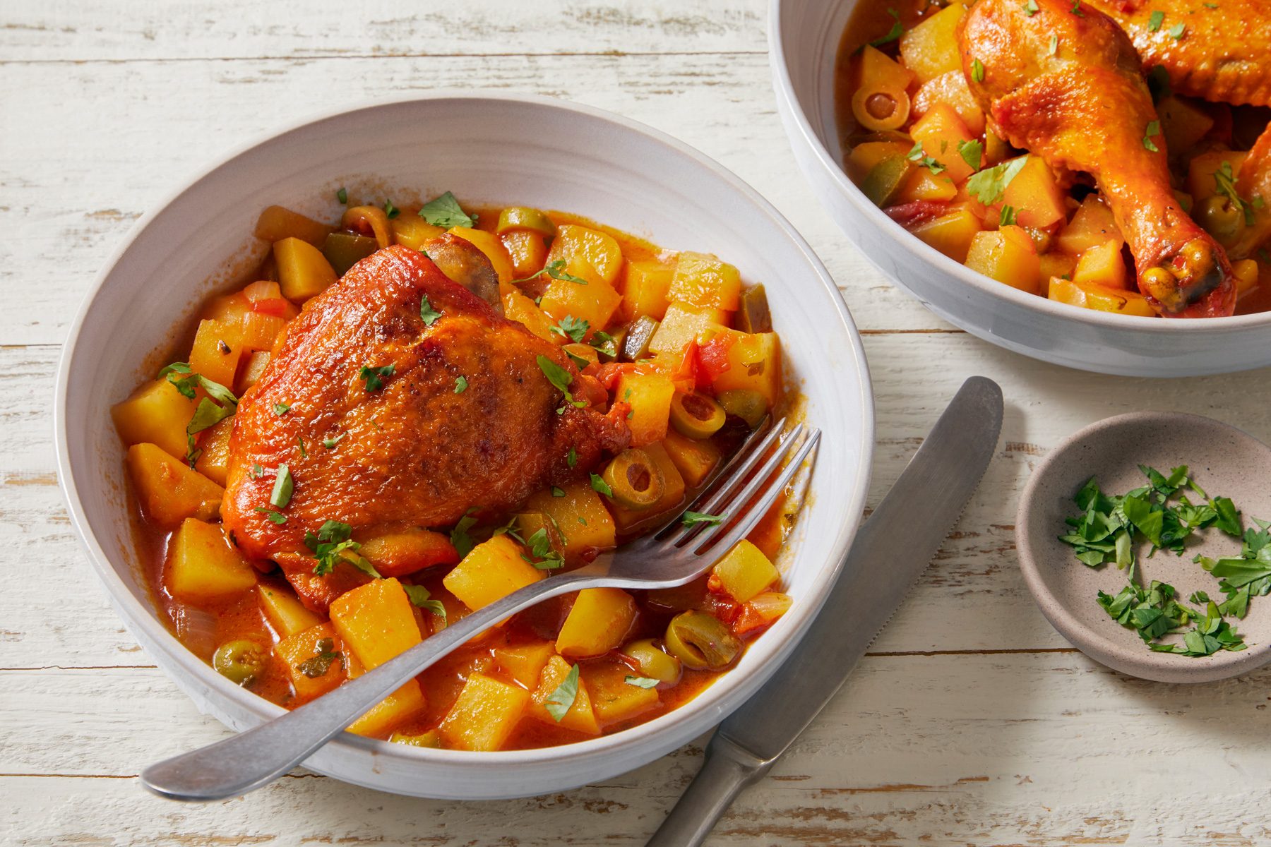 3/4th shot of Pollo Guisado