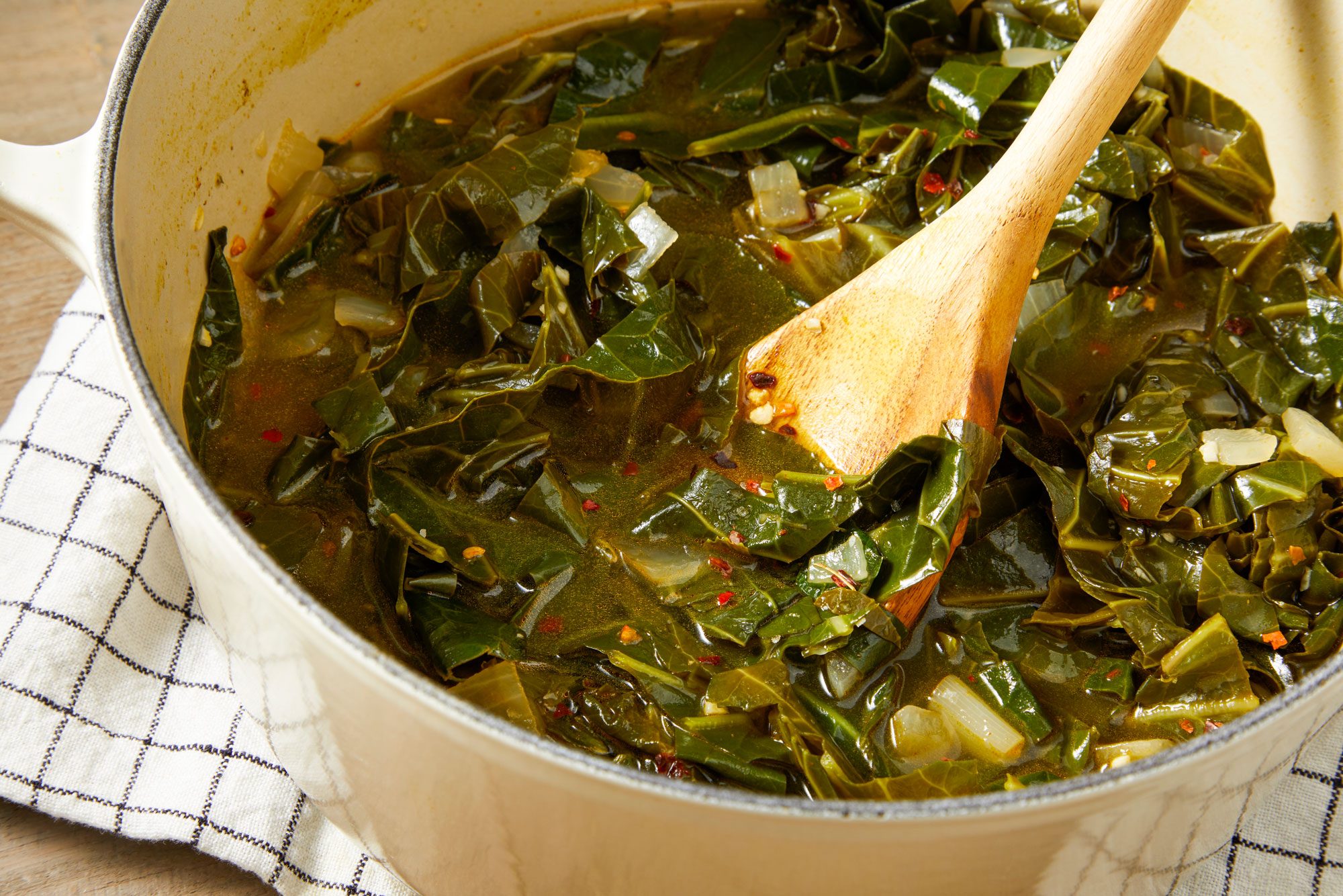 3/4th shot of Vegan Collard Greens;