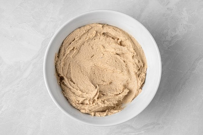 vegan butter, sugars, egg replacer and water mixed in a bowl