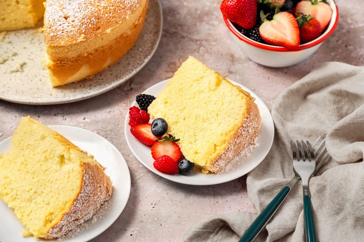 Chiffon Cake is ready and served in a plate