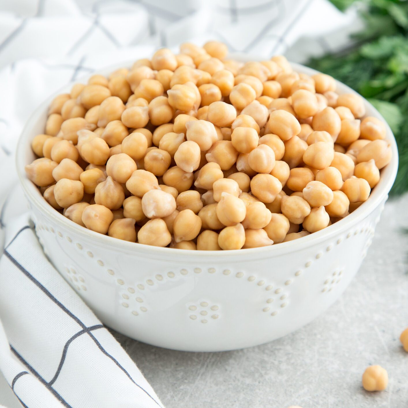 Cooked Chickpeas on a bowl. Healthy and vegetarian food