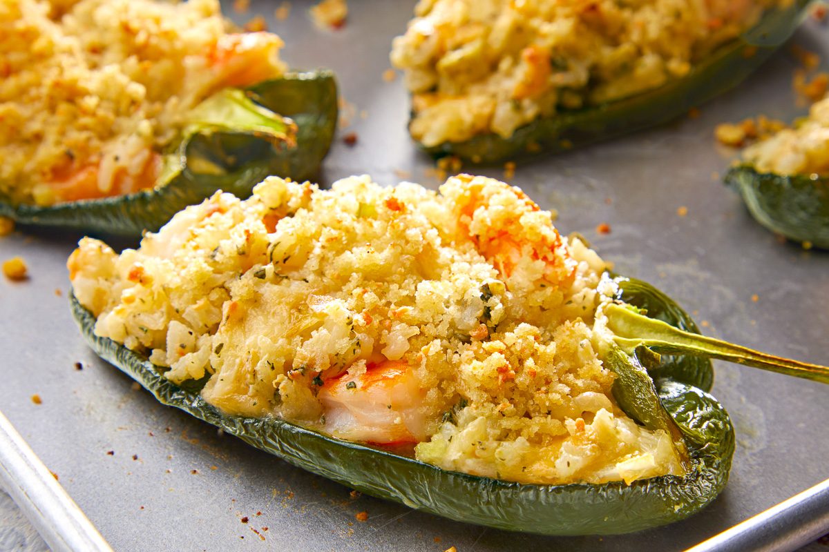 Shrimp Stuffed Poblano Peppers