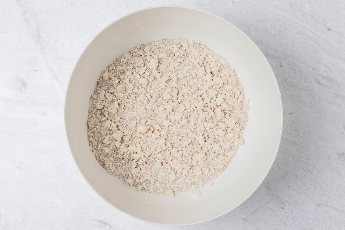 all-purpose flour, brown sugar, baking powder and salt stirred together in a large bowl