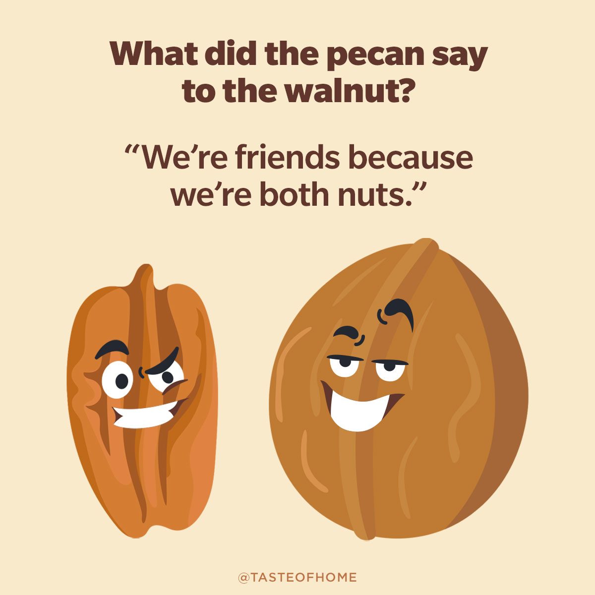 What Did The Pecan Say To The Walnut food joke