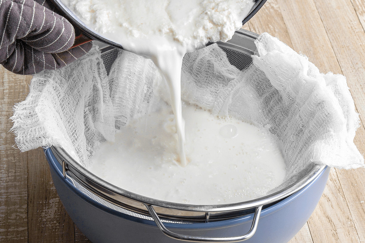 Pour into prepared strainer
