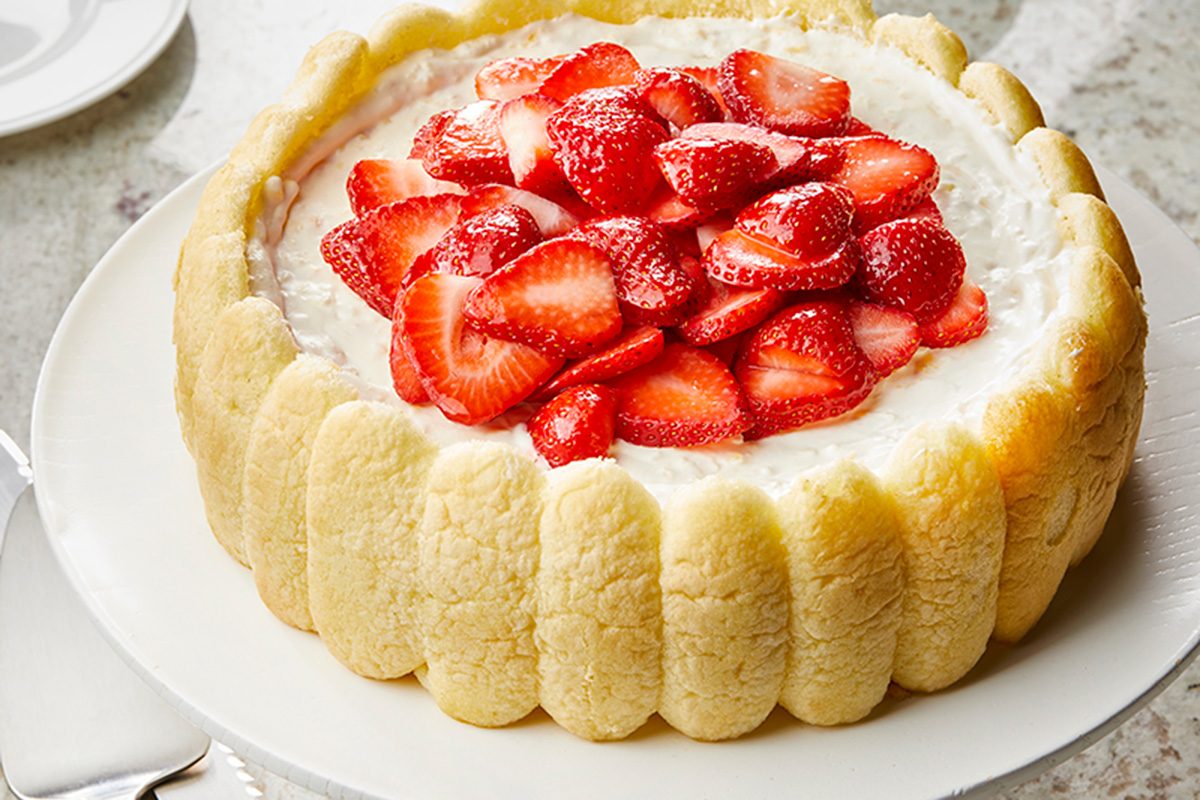 Close-up shot of Pineapple Cheesecake; placed on a cake tray