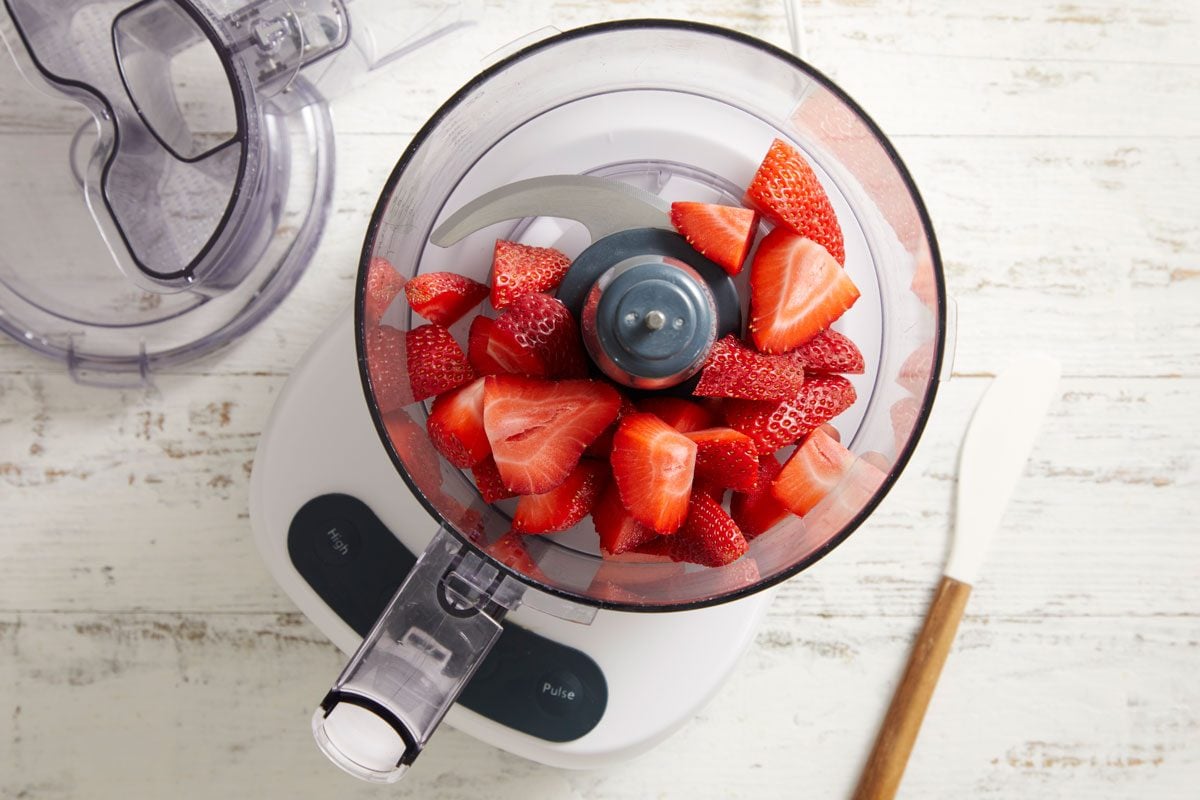 In a food processor or blender, puree the strawberries until smooth.