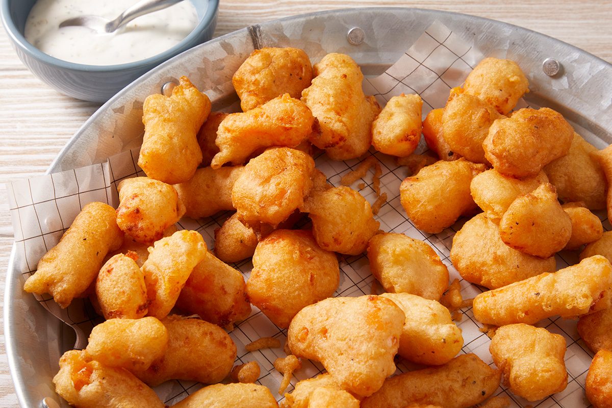 3/4 shot of Wisconsin Fried Cheese Curds