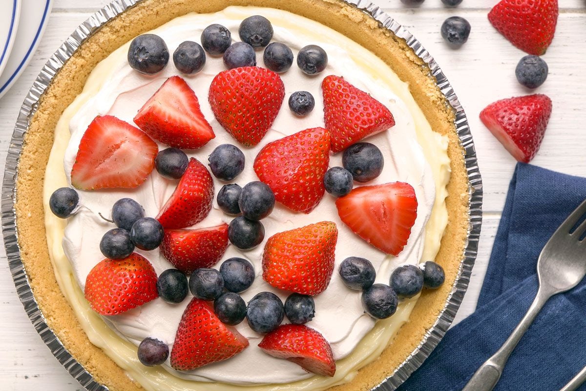 overhead shot of a Red White And Blue Pie
