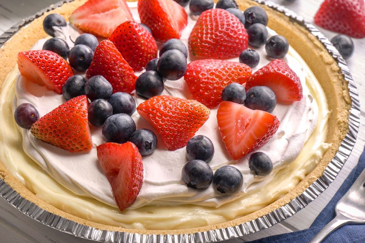 closeup shot of Red White And Blue Pie